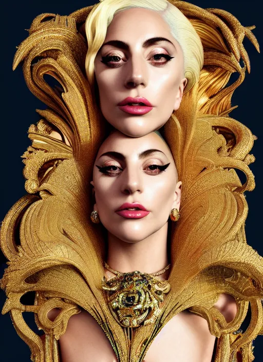 Image similar to lady gaga : : by sandro botticelli : : ornate, dynamic, particulate, rich colors, intricate, elegant, highly detailed, vogue, harper's bazaar art, fashion magazine, smooth, sharp focus, 8 k, octane render,