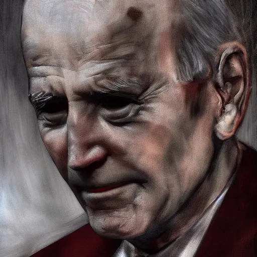 Image similar to closeup portrait biden in dante's inferno painting, crows, crosses, dark beauty, rotten gold, perfect faces, extremely detailed, cinema 4 d, unreal engine.