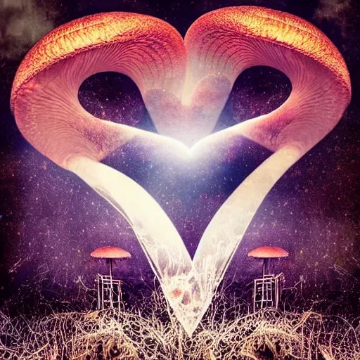 Image similar to double exposure of love, symbols of live, explosion, love is the most relevant theme, love is infinity, love is begin of all, 8 k resolution, artistic mode, artistic, trending on instagram, long exposure, love art, serious, fantasy and dreams vibes, mushrooms style and macro style, spawn