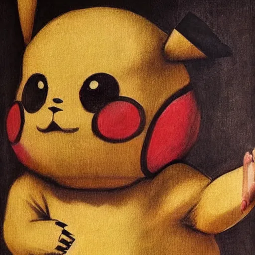 Prompt: realistic pikachu renaissance painting by leonardo da vinci
