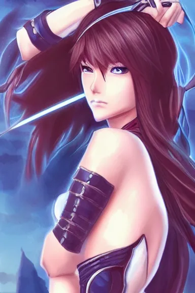 Image similar to a portrait of a fantasy anime warrior character with long hair, artgerm