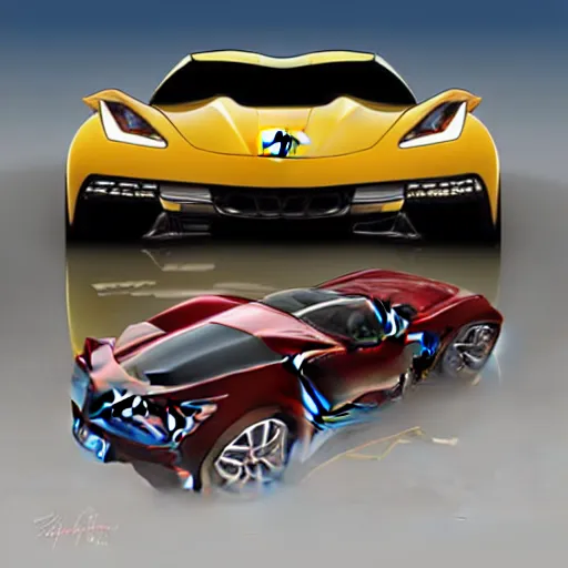 Image similar to portrait of a corvette champagne hybrid, digital art