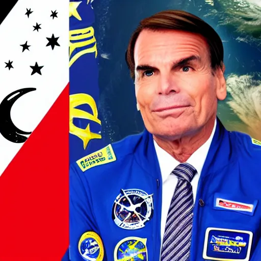 Prompt: photo of Jair Bolsonaro astronaut