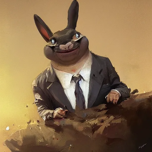 Prompt: big chungus as mr. bean painted by greg rutkowski, wlop