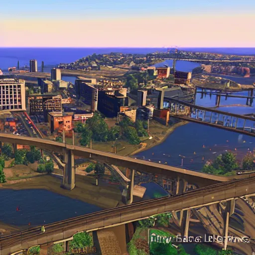 Image similar to providence, rhode island in the style of gta 5