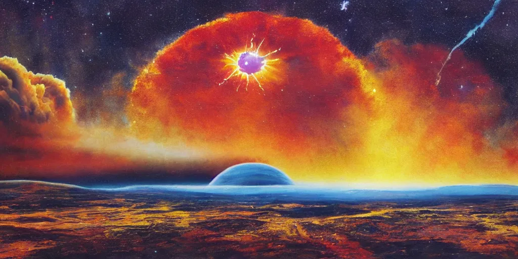 Image similar to a nuclear explosion of cosmic energy landscape