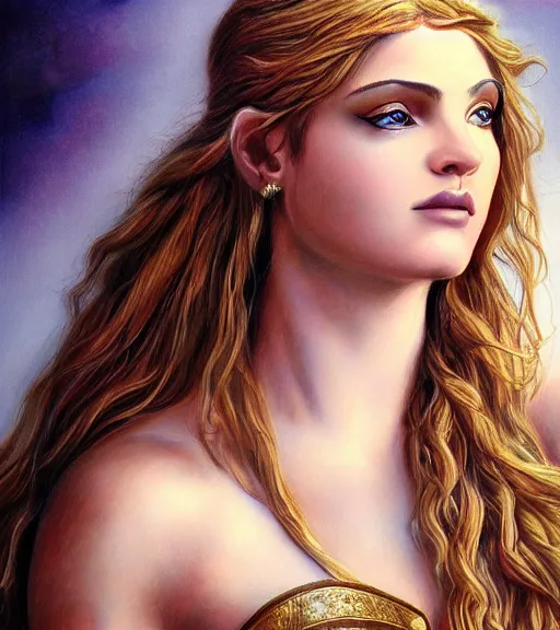 Image similar to drawing of the beautiful greek goddess aphrodite, arrow warrior, fantasy art, hyper realistic, amazing detail, in the style of robert rutkowski