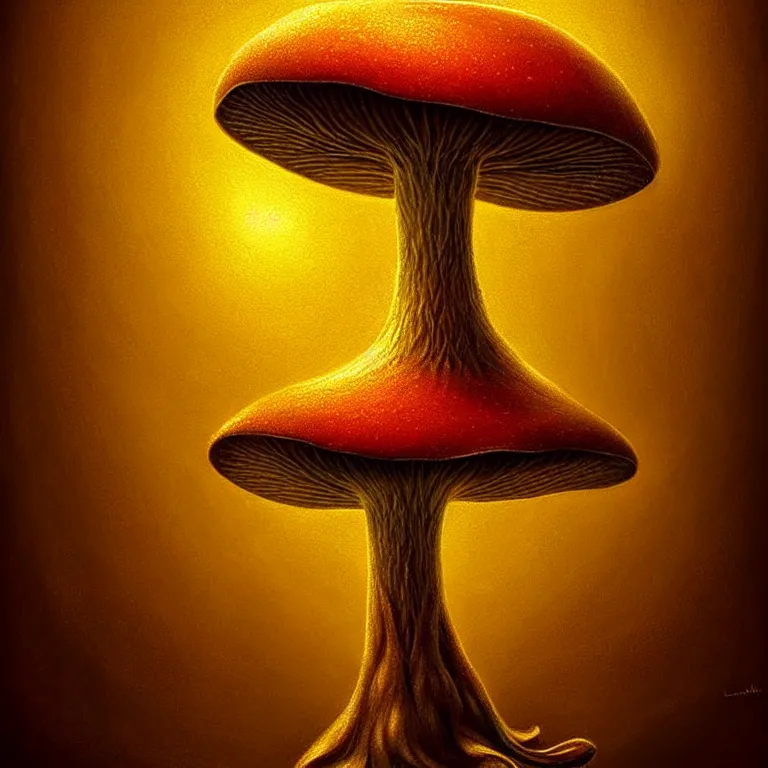 Image similar to epic professional digital art of cheerful mushroom, golden atmospheric lighting, painted, intricate, detailed, cheerful, fun, exciting, by leesha hannigan, wayne haag, reyna rochin, ignacio fernandez rios, mark ryden, iris van herpen,, epic, stunning, gorgeous, much wow, cinematic, masterpiece.