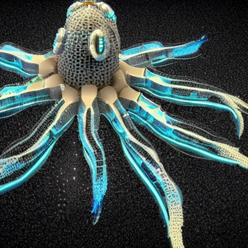 Image similar to robotic squid, fractal body components, cnn, natgeo, afp