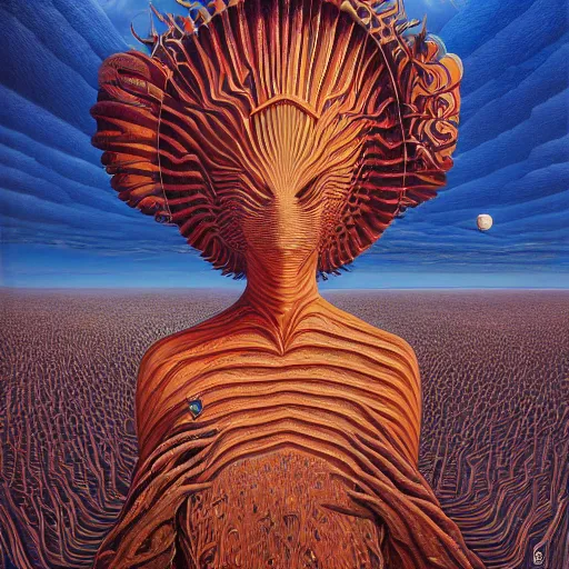 Image similar to the queen of the red sea by jacek yerka, alex gray, zdzisław beksiński, dariusz zawadzki, vladimir kush, jeffrey smith and h.r. giger, oil on canvas, 8k highly professionally detailed, trending on artstation