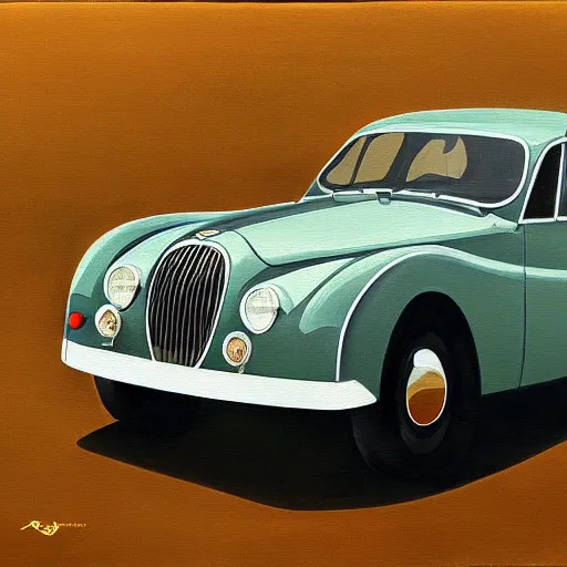 Prompt: jaguar mark 2, oil painting, modernism style, highly detailed