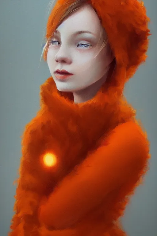 Image similar to beautiful aesthetic portrait of young woman wearing an orange tabby cat costume by wlop and Julia Razumova, deviantArt, trending on artstation, artstation HQ
