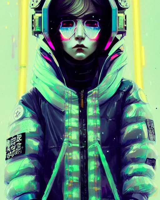 Image similar to detailed portrait neon operator girl, cyberpunk futuristic, neon, reflective puffy coat, decorated with traditional japanese by ismail inceoglu dragan bibin hans thoma greg rutkowski alexandros pyromallis nekro rene margitte, illustrated, perfect face, fine details, realistic shaded, fine - face, pretty face