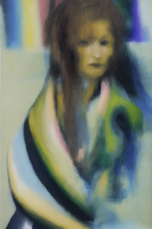 Image similar to painting of a woman by Gerhard Richter