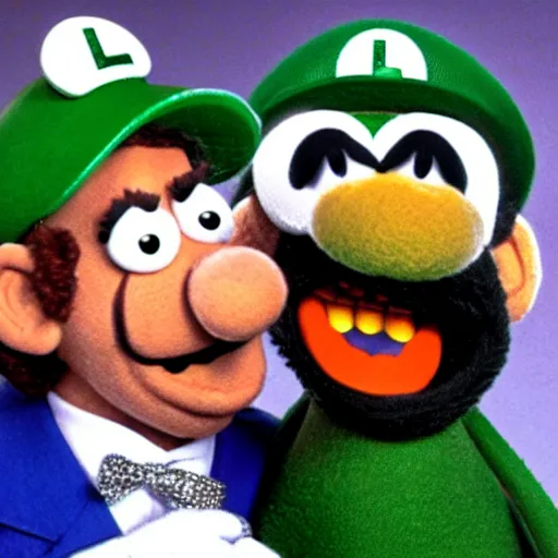 Prompt: luigi in the muppet show