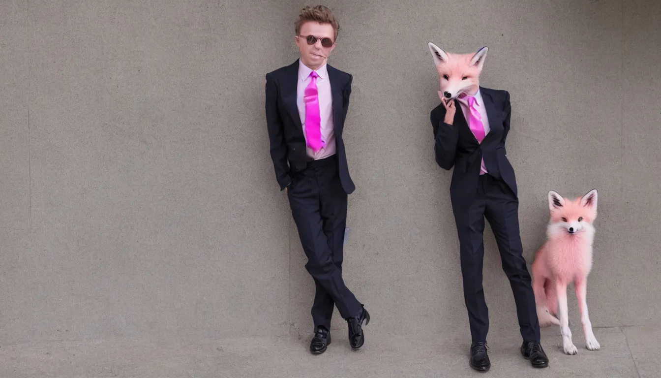 Image similar to pink fox in a suit 8 5 mm