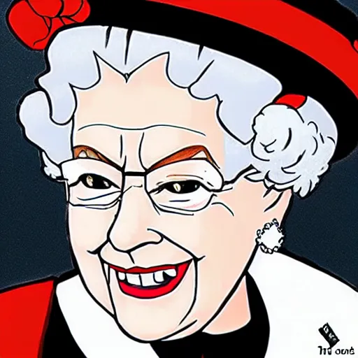 Image similar to queen elizabeth is an anime girl in the style of trigger animation