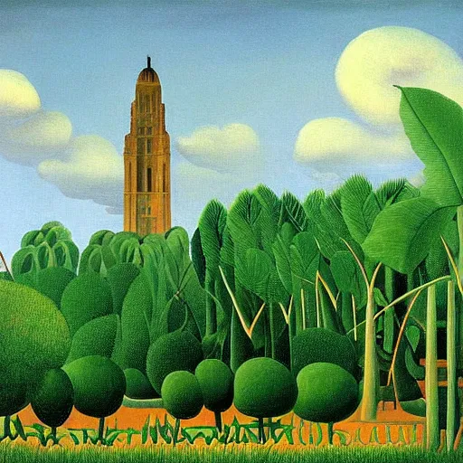 Prompt: a beautiful painting of Columbus Ohio by henri Rousseau