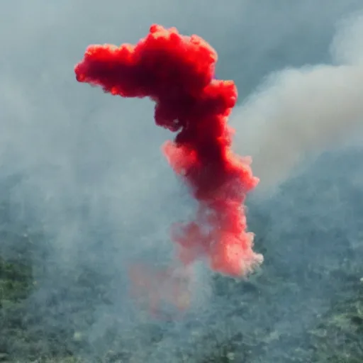 Image similar to red smoke in the shape of magical dragon