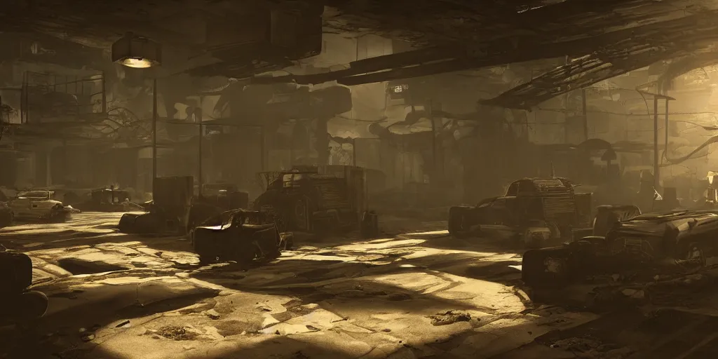 Prompt: fallout concept art las vegas render dramatic lighting unreal engine 5