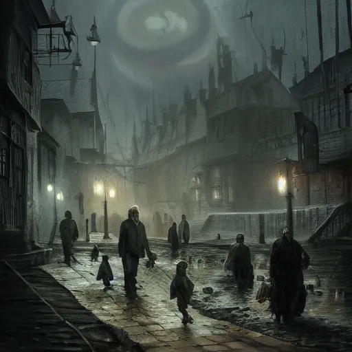 Image similar to shadow over innsmouth, fishpeople, people walking out of water, painted by seb mckinnon, high detail, dramatic light, digital art, painted by greg rutkowski, promotional movie posterart, trending on artstation