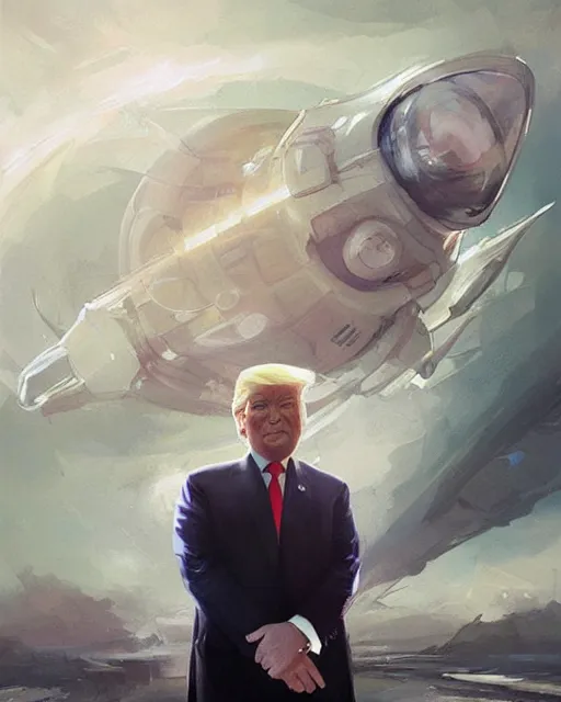 Prompt: donald trump in a spaceship pilot dress, portrait, illustration, rim light, top light, perfectly shaded, spring time, slight overcast lighting, soft painting, art by krenz cushart and wenjun lin