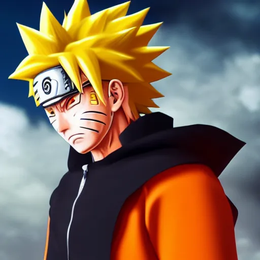 Image similar to Naruto Uzumaki as Son Goku, dramatic, hyperdetailed, artstation, photorealism, accurate, octane render, 8k,