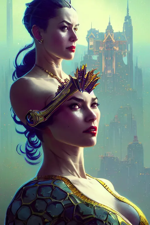 Image similar to ! dream gta 5 killer queen profile picture by greg rutkowski, dynamic pose, intricate, futuristic, fantasy, elegant, by stanley artgerm lau, greg rutkowski, thomas kindkade, alphonse mucha, loish, norman rockwell, fantasy lut, asymmetric, long hair, retro computer graphics, video game, fluid lines,