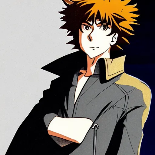 Image similar to spike spiegel wearing techwear, anime