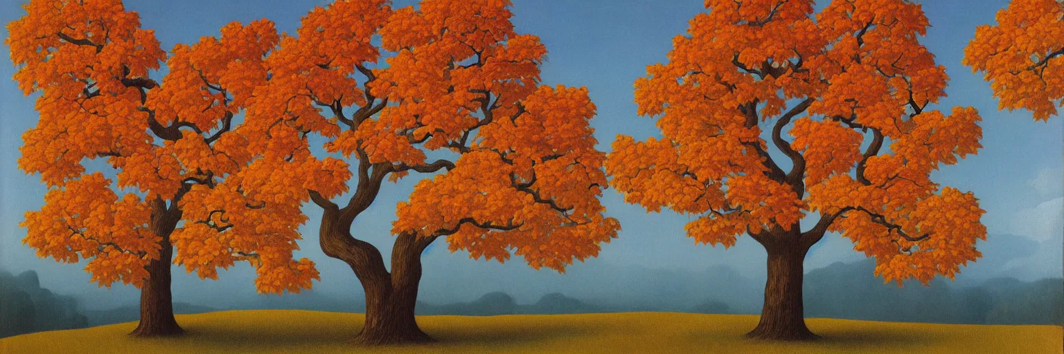 Image similar to autumn maple tree painting magritte