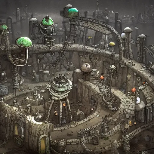 Image similar to the machinarium city, super high quality, super high detail, talented artist, trending on artstation