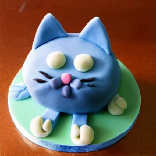 Prompt: cat made of fondant, cake in the shape of a cat, cute cat themed treats