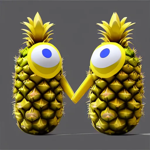 Prompt: a pokemon that looks like a pineapple, the pineapple that is laughing ， digital art, trending on art station. unreal engine.