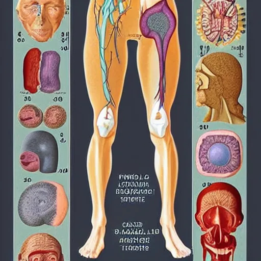 Image similar to the human body, surrealist, cross-section diagram