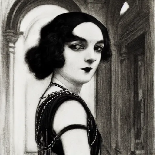 Prompt: photograph of a woman wearing weimar berlin fashion, 1 9 2 0's, looking at the camera, aesthetic, elaborate, intricate, highly detailed, detailed face, photorealism, smooth, sharp focus, rim light, art by waterhouse, millais,