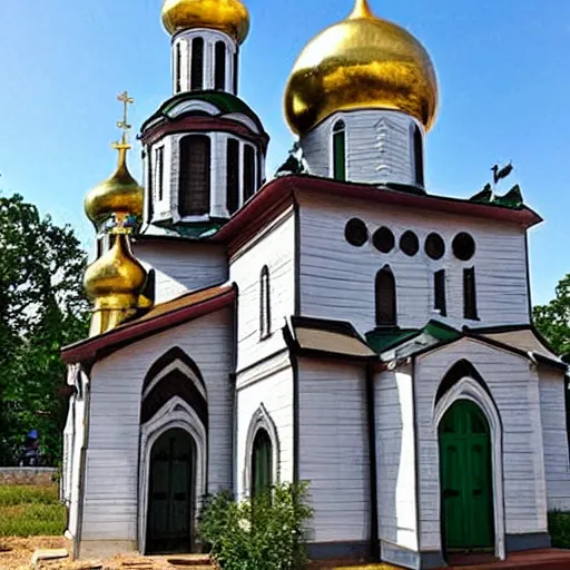 Prompt: tiny home that looks exactly like a scaled - down st volodymyr's cathedral.