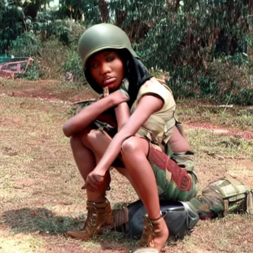 Prompt: nicki minaj fighting in the vietnam war