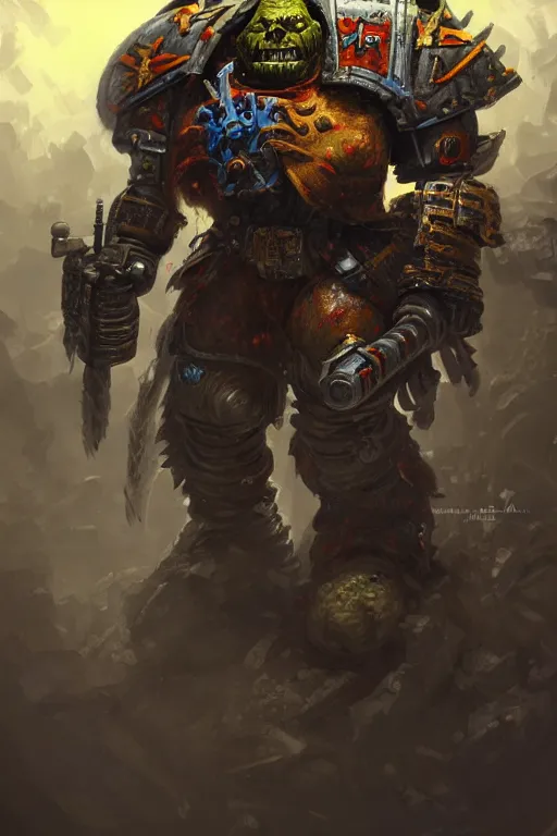 Prompt: an ork, warhammer 4 0 k, highly detailed, digital art, sharp focus, ambient lighting, trending on art station