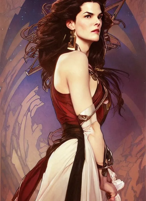 Prompt: a painting of terry farrell as jadzia dax. beautiful art by artgerm and greg rutkowski and alphonse mucha