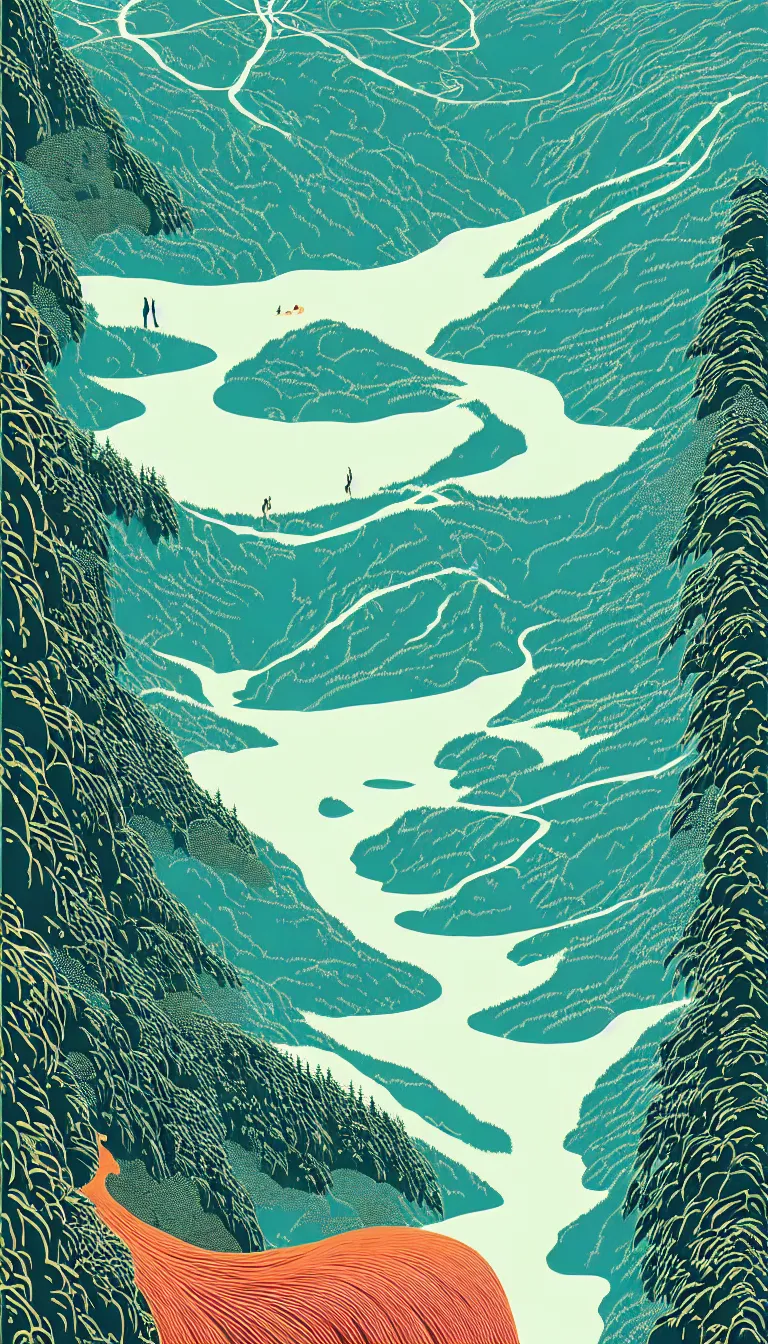 Prompt: olympic national park by victo ngai