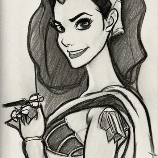 Image similar to milt kahl sketch of victoria justice as princess padme from star wars