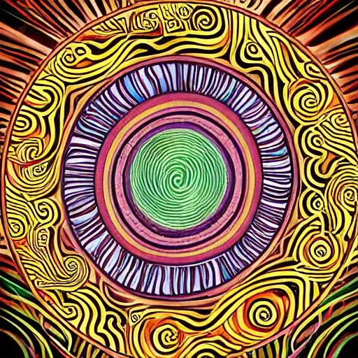 Image similar to the psychedelic cover of uzumaki by amanda sage in art deco style