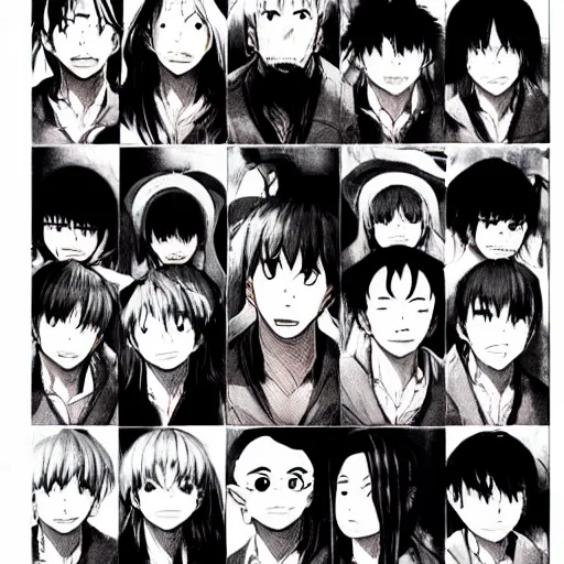 Image similar to A face starting at the camera, by Junji itou, KAZUO UMEZZ, KEI TOUME, TOMOKI IZUMI, KENTARO MIURA, Q HAYASHIDA, SUI ISHIDA, KAORI YUKI, MATSURI AKINO