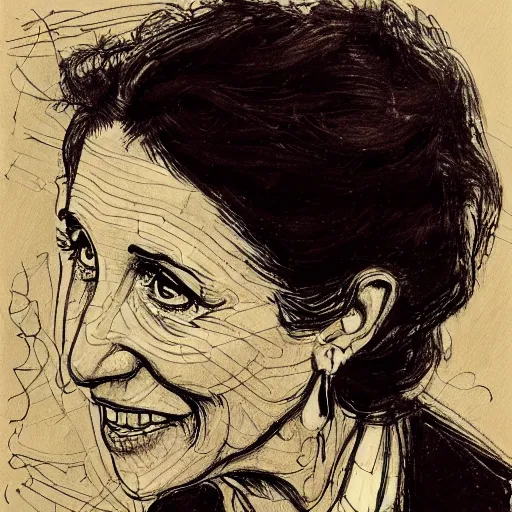 Prompt: a realistic yet scraggly portrait sketch of the side profile of a stern and sophisticated julia louis - dreyfus, trending on artstation, intricate details, in the style of frank auerbach, in the style of sergio aragones, in the style of martin ansin, in the style of david aja, in the style of mattias adolfsson