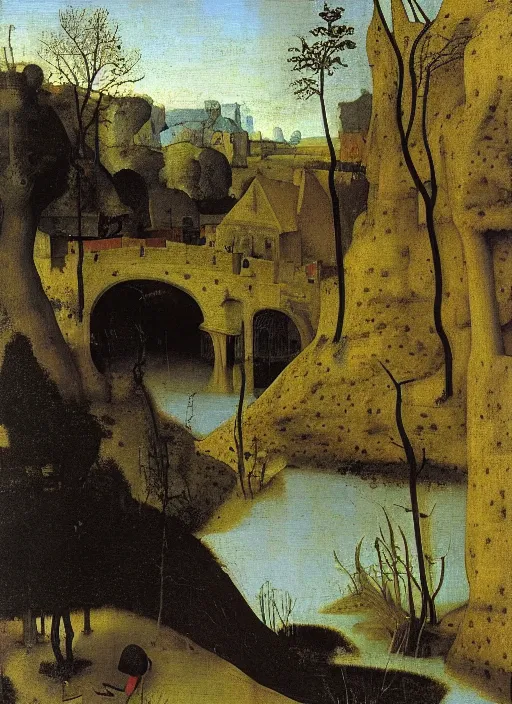 Image similar to unknown water being in the river, medieval painting by Jan van Eyck, Johannes Vermeer