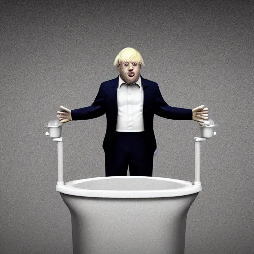 Image similar to movie scene of boris johnson as a urinal, photorealistic, 8 k