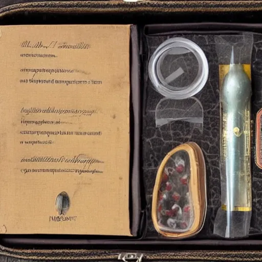 Image similar to A condom survival kit made by LeonardoDaVinci, patent style