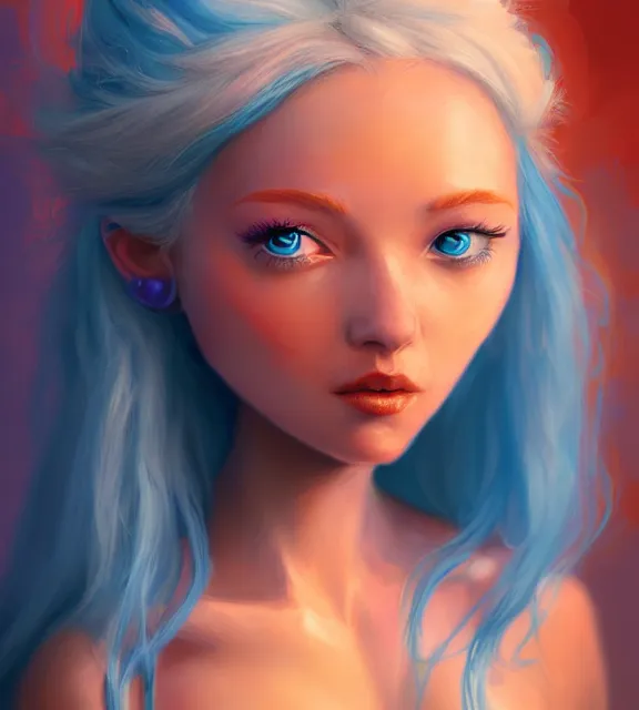 Prompt: cute female smurf with blue skin, perfect face, red sundress, blonde hair, cinematic, stunning, elegant, highly detailed, psychedelic, digital painting, artstation, smooth, hard focus, illustration, art by jessica rossier and and brian froud