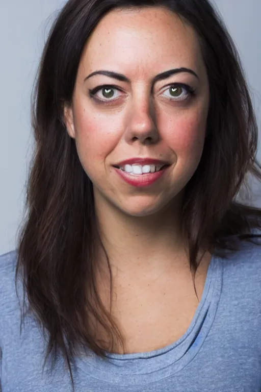 Prompt: headshot photo of Tomato / Aubrey Plaza hybrid, portrait, 3/4 view, Refined, Detailed professional photo, 50mm lens, Canon eos, blurry distant background, Highly Detailed, Cinematic Lighting, 8k