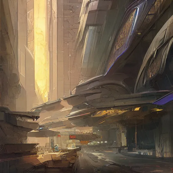 Prompt: a painting in the style of jean - claude mezieres and in the style of stephan martiniere